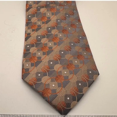 Concepts от Claiborne шелковый галстук геометрические круги оранжевый серый мужской официальный - Изображение 1 из 4