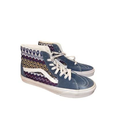 VANS Unisex Size M-9 / W-10.5 Lace Up Fair Isle Sk8 Hi-Top Sneakers Blue NWOT - Image 1 of 4