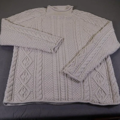 Suéter para Hombres J.Crew XL Crema Tejido con Cable Cuello Alto Pescador 100% Algodón C8554 Foto 1 de 4