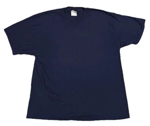 T-shirt bianca vintage Hanes pesante 50/50 taglia XL blu navy - Foto 1 di 7
