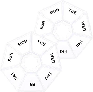 Sibba 7 Day Pill Organizer, 2 Pcs Medicine Box, Daily Holder, White - Picture 1 of 8