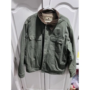 Chaqueta de Campo Woolrich Sherpa Forrada de Lona Verde Oliva Cuello Pana XL - Imagen 1 de 8