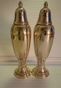 Vintage 1881 Oneida Ornate Gold  Plate Salt and Pepper Shaker - Picture 1 of 6