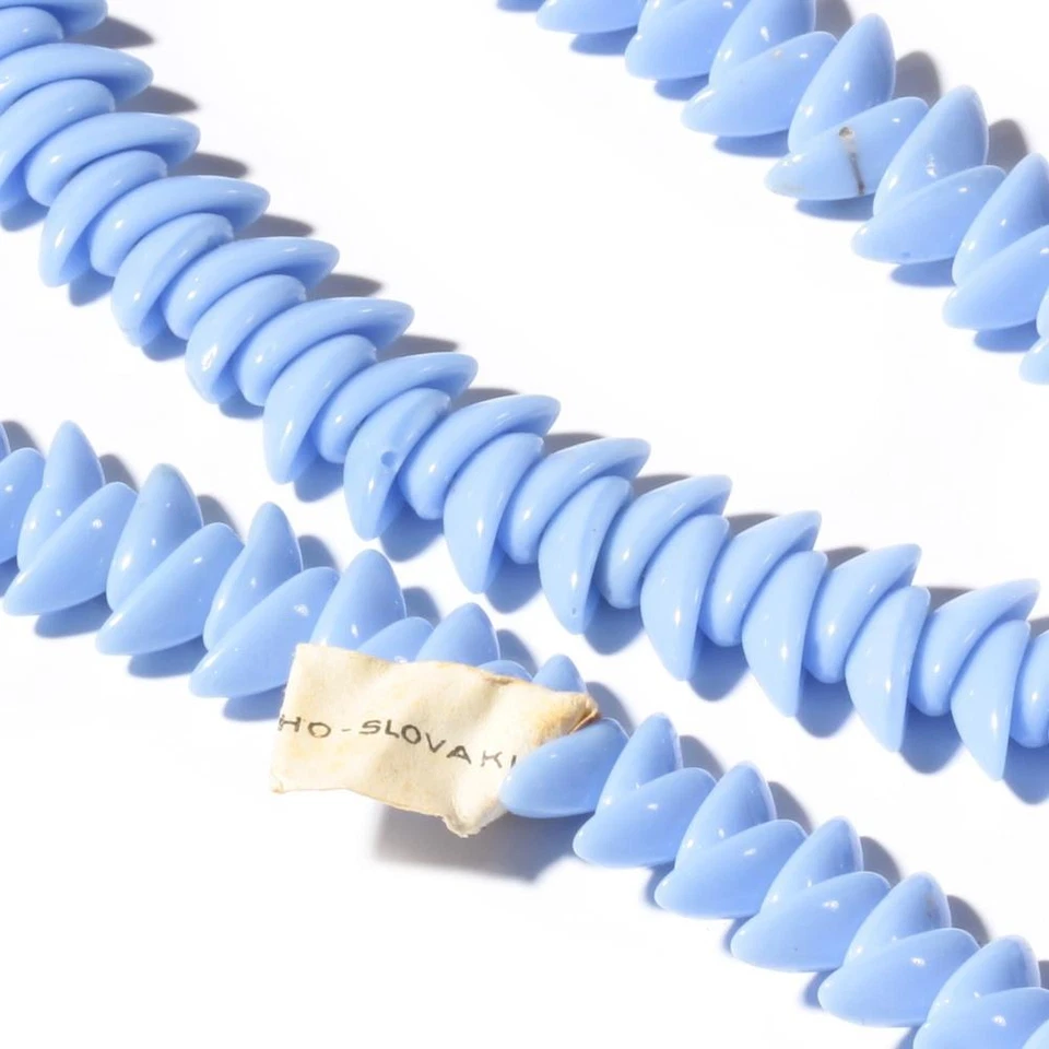 Strand (130) vintage Czech pale blue 2 hole interlocking glass beads 10mm - Image 1 of 2