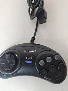 6 Button Retro-bit Controller Black for Sega Genesis - Picture 1 of 4