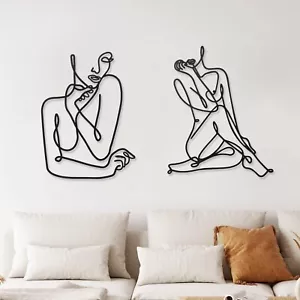 2 Pcs Metal Minimalist Wall Art Decor Abstract Woman Home Decor Room Decor Be... - Picture 1 of 7