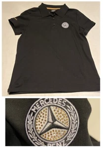 Polo Shirt Mercedes Swarovski Bling Classica Nera Donna Media Usata Benz  - Foto 1 di 9