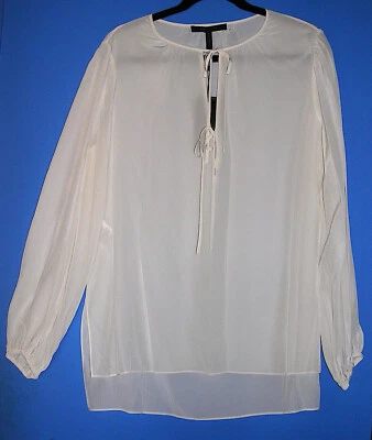 Blusa Top BCBG MaxAzria M 100 % seda crema para mujer nueva con etiquetas Foto 1 de 4