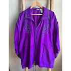 Vintage Saint Germain Paris Purple Silk Bomber Jacket - XL