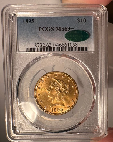 1895 $10 PCGS MS 63+ CAC Liberty Gold Eagle Cover