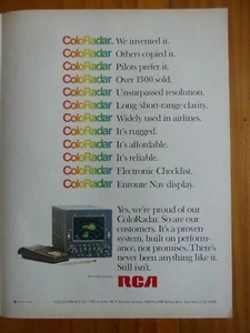 6/1979 PUB RCA AVIONICS COLORADAR RADAR WEATHER ORIGINAL AD - Imagen 1 de 1