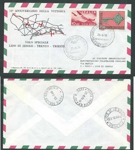1968 AEROGRAMMA ANNIVERSARIO DELLA VITTORIA VOLO SPECIALE JESOLO TRENTO TRIESTE - Zdjęcie 1 z 1