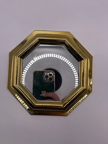 Vintage Octagon Gold Mirror MCM Boho 6" x 6" Hanging Decor Burwood Cover