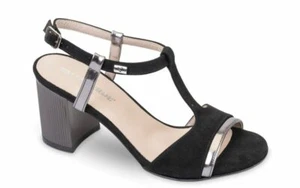 Valleverde 45341 Black Suede Heel Sandals 7.5cm Made in Italy €85 - 20% - Picture 1 of 1