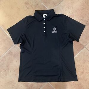 FootJoy FJ Golf Shirt Top Womens Large Black Short Sleeve Collared L