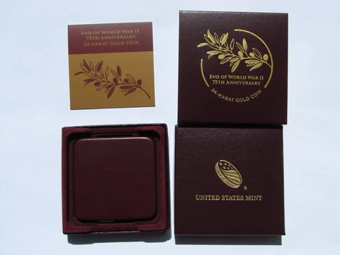2020-W End of World War II 75th Anniversary 1/2 oz gold piece OGP, NO COIN Cover