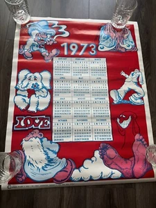 RARE! LOVE PSYCHEDELIC VINTAGE 1973 HIPPIE Calendar POSTER -New Old Stock - Picture 1 of 2