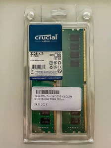 Kit de mémoire DIMM 32 Go Crucial 2 x 16 Go DDR4-3200 (CT2K16G4DFRA32A) - Photo 1/2