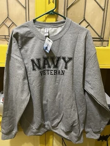 Gildan Navy Vetarn Military Sweatshirt Gray Mens NWT Large - Picture 1 of 4