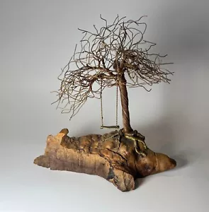 John Woolfolk Walker Obra Maestra Roble Burl y Árbol de Alambre con Escultura Columpio - Imagen 1 de 6