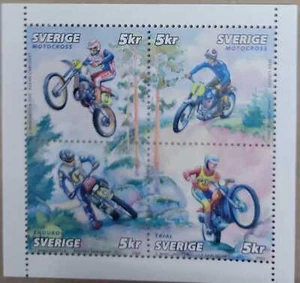 A) 2002 SWEDEN, SPORTS, MOTORCYCLES, BLOCK OF 4, MNH - Picture 1 of 1