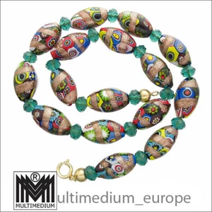 Murano Aventurin Glas Halskette vtg glass necklace millefiori - Imagen 1 de 3