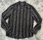 hm slim fit shirt womens size M black stripes Dress Shirt Blouse Button Up