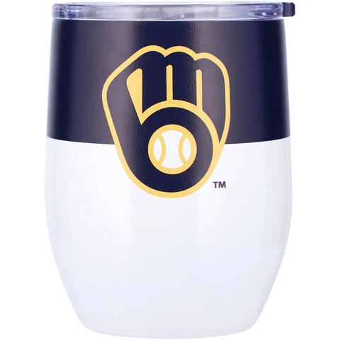 Milwaukee Brewers 16oz. Colorblock Stainless Steel Curved Tumbler Cover