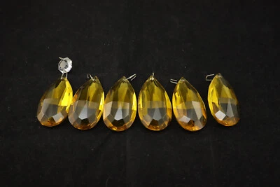 Lote de 6 Araña Lágrima Amarillo Ámbar Cristal K9 Atrapasol Colgante Acento Foto 1 de 4