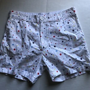 Caribbean Joe White Star Print Chunk Shorts Women’s Sz 10 A2454 - Picture 1 of 4