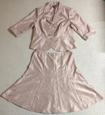 Conjunto de traje falda abotonada 100 % poliéster rosa talla 16 Dana Kay para mujer 24 años Foto 1 de 4