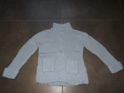 Gilet en laine grosses mailles bleu ciel avec des poches Taille 5 ans 108 cm - Photo 1/4
