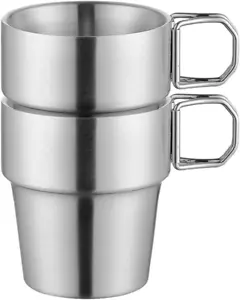 2 Pack Stainless Steel Pint Cups 11OZ Stackable Unbreakable Drinking Cups with H - Picture 1 of 12