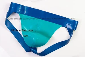 Rubber Jockstrap, Turquoise pouch Met Blue waist and legs 30"/76cm waist - Picture 1 of 2