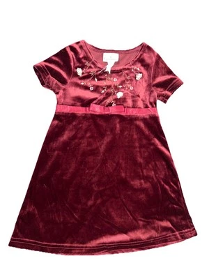Expressions Vintage Maroon Burgundy Velvet Infant Baby Girl Dress Sz 4 (4T) - Image 1 of 4