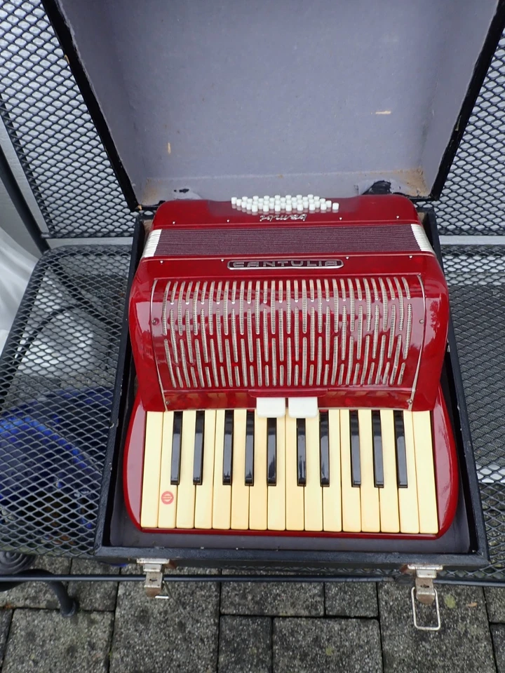 Tolles  Akkordeon Cantulia Bambi Farbe rot incl. - original Koffer voll intakt - Bild 1 von 4