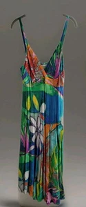 Vtg Jams World Dress Colorful Flowy Pockets Floral Size XL Summer Beach Vibrant - Picture 1 of 7