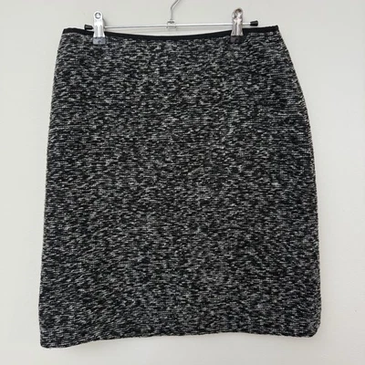 Falda Lápiz Kate Spade Talla 8 Negra Gris Metálica Tweed Cremallera Mezcla Lana Forrada Foto 1 de 4