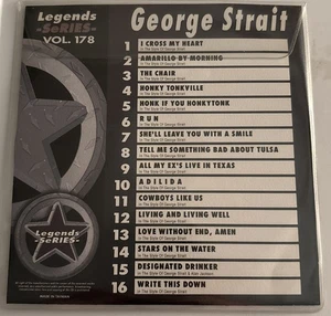 George Straight LEGENDS SERIES VOL-178 KARAOKE CD+G IN PLASTIC w/PRINT - Picture 1 of 3