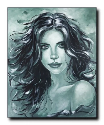 Nightfall Original Acrylic Painting Female Portrait - fantasy character (20x16) - Image 1 of 4