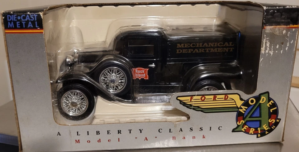 Departamento mecánico Liberty Ford Modelo A Railroad Series Rock Island Bank nunca abierto Foto 1 de 4