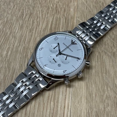 Emporio Armani AR1879 | Men's Luigi Chronograph Watch Silver Dial - Preowned - Image 1 of 4