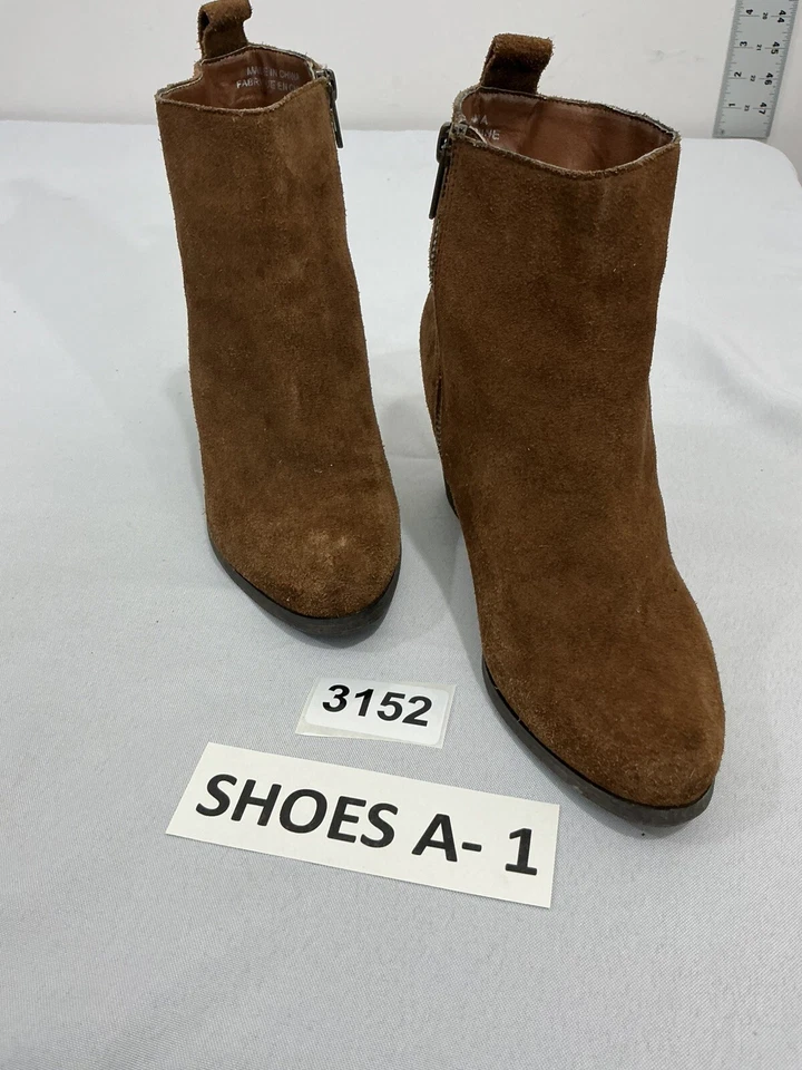 Womans Ecote Size 6 Cognac Suede Zip Block Heel Ankle Boots Foto 1 de 4
