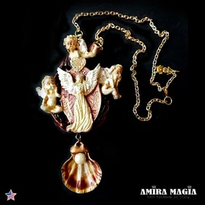 Madonna Goddess Talisman Amulet Pendant Protective Guardian Angel Shell Pearl - Picture 1 of 24
