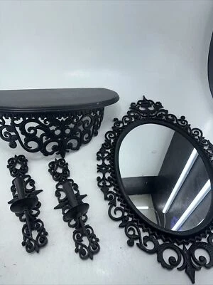 Espejo de Pared Burwood De Colección Ornamentado Resina Ovalada Hollywood Regency Estante Candelabros Foto 1 de 4