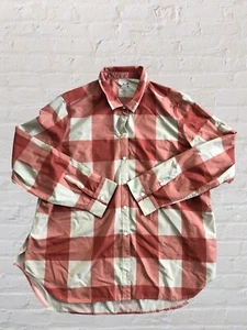 Womens Woolrich Orange White Lightweight Vented Snap Closure Plaid Shirt Size L - Picture 1 of 7