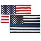 New 3’x5’ Thin blue Line US Police and American USA Flag 2 Grommets Combo Pack