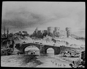 RHUDDLAN CASTLE DENBIGHSHIRE GALES C1890 VICTORIAN Magic Lantern Slide - Imagen 1 de 3
