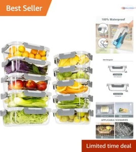 20 Pack Glass Food Storage Containers Set, Airtight Meal Prep, BPA Free, Leak... - Picture 1 of 9