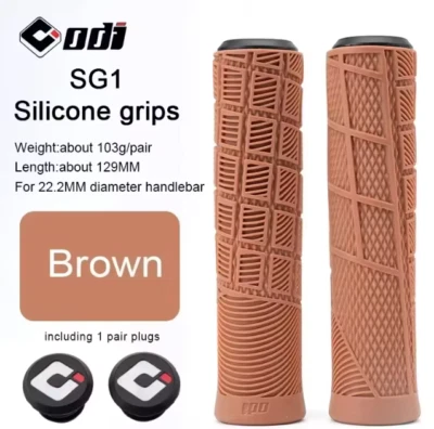 ODI Slip on Waffle Ribbed Grips Flangeless BMX MTB Bar Ends Brown - Image 1 of 4
